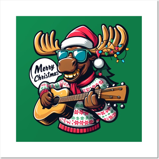 Merry Christmoose Moose Christmas 2024 Wall Art by BukovskyART